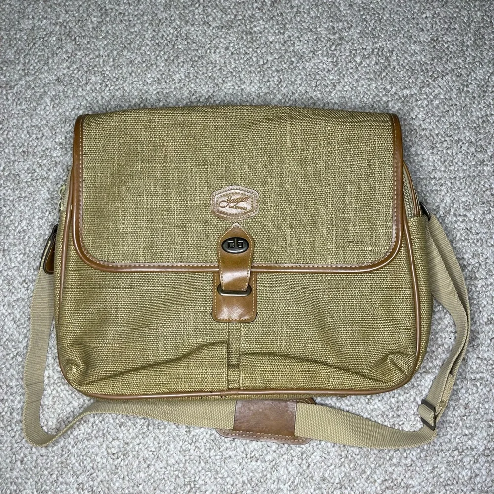 Jaguar California canvas and leather messenger bag